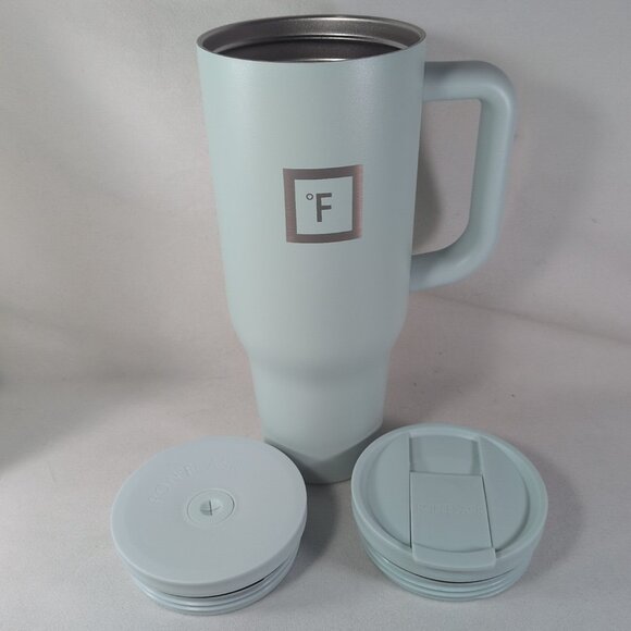 Iron Flask Copilot Tumbler Water Bottle Light Blue 40 Oz Set 2 Lids With Box NOB - Picture 2 of 13